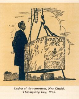 "According to reports, the corner stone of the College Building was laid on a beautiful Thanksgiving Day, November 25, 1920, by the Grandmaster of Ancient Free Masons of South Carolina, in an imposing ceremony that included a parade of 2,200 Masons in their full regalia and an audience of over 5,000, including several hundred alumni." ---The Citadel: A Brief History 

go.citadel.edu/citadel-history/brief-history/