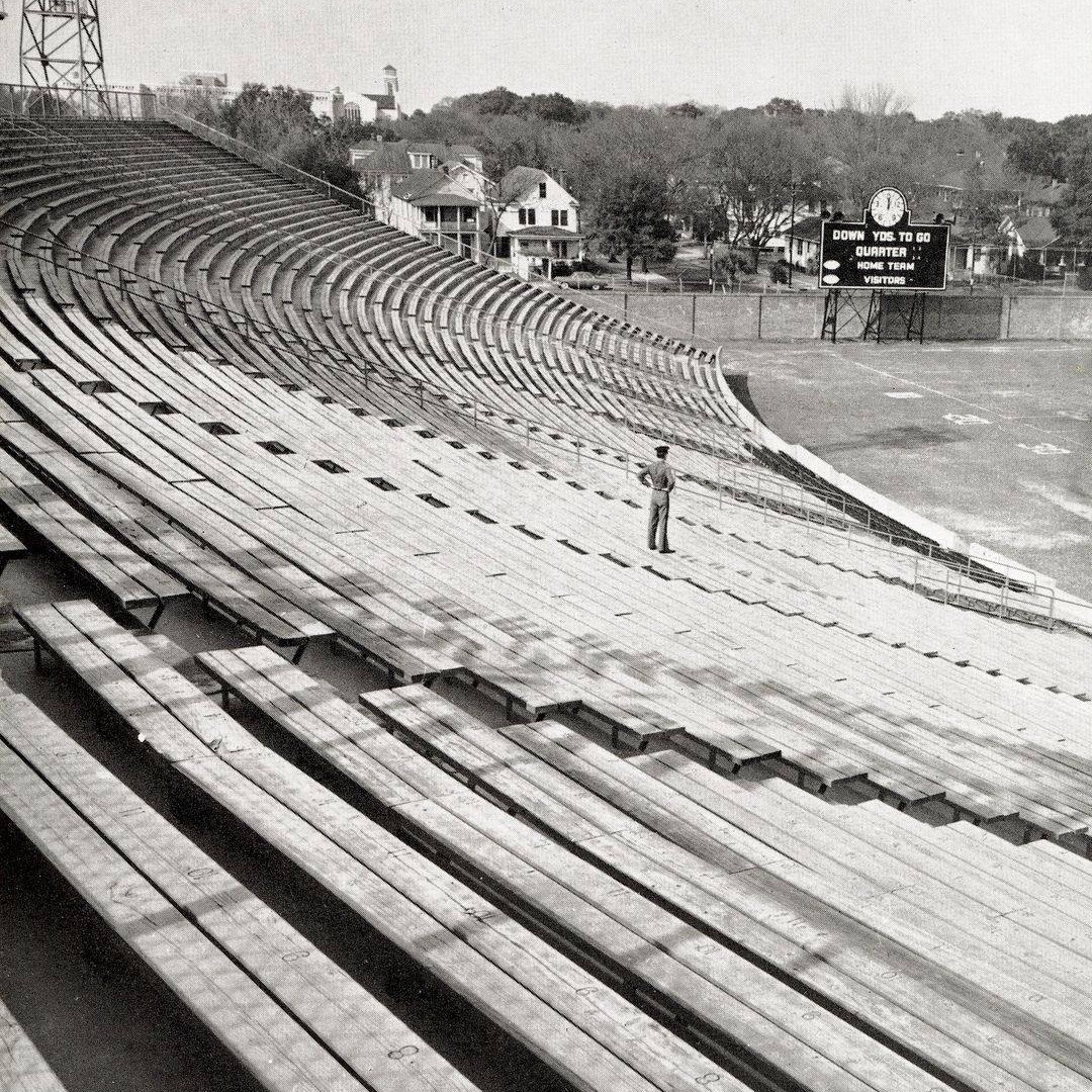 Johnson Hagood Stadium was officially dedicated on December 4, 1948, when the Bulldogs played host to Clemson in front of a then-stadium record estimated crowd of 16,000.