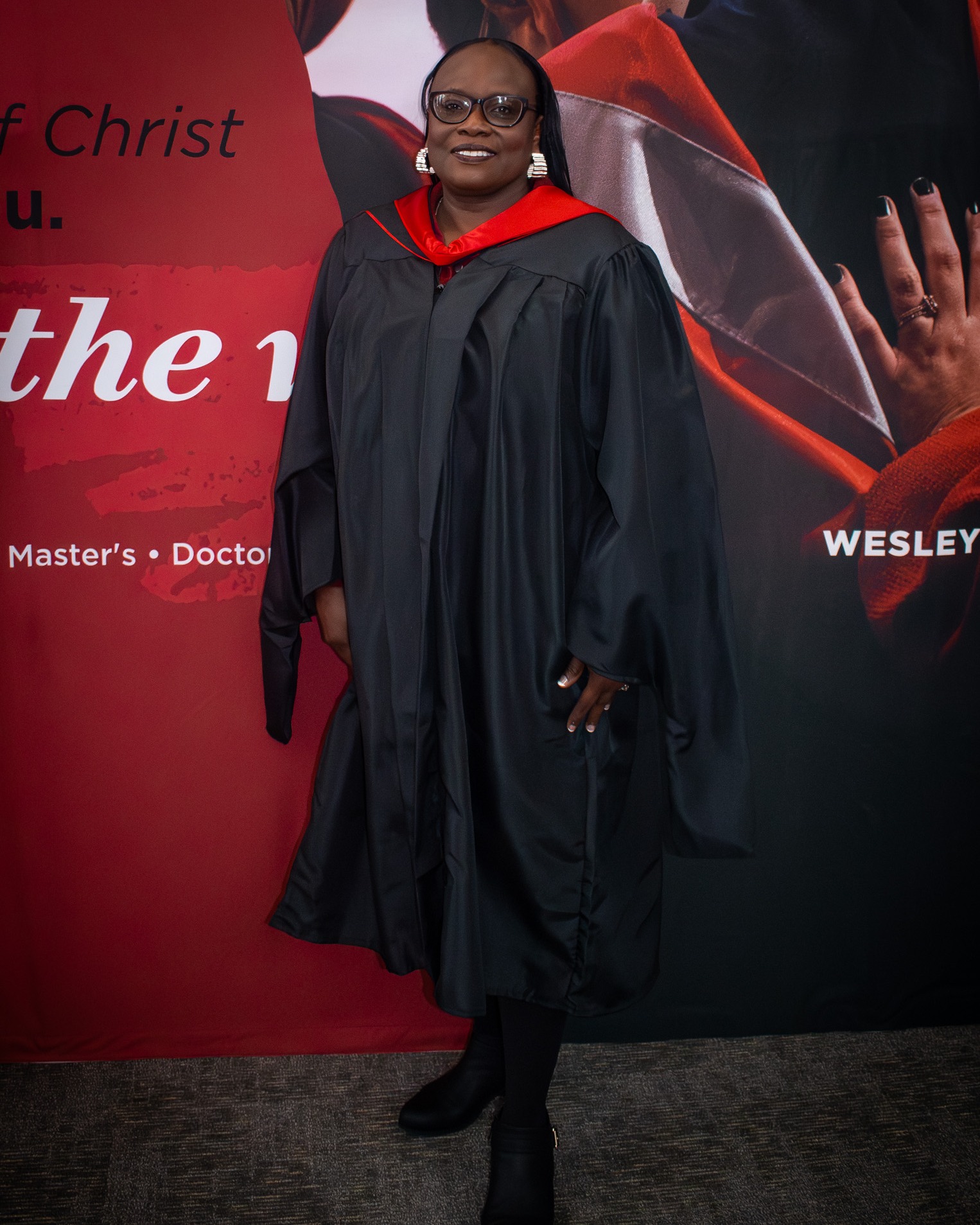 Rev. Karen Lewis Crawford, ’04, received her Master of Divinity degree with an emphasis in Christian theology from Wesley Seminary at Indiana Wesleyan University on Dec. 13, 2025. She serves as an assistant pastor of discipleship at Illuminate Church in Ladson.