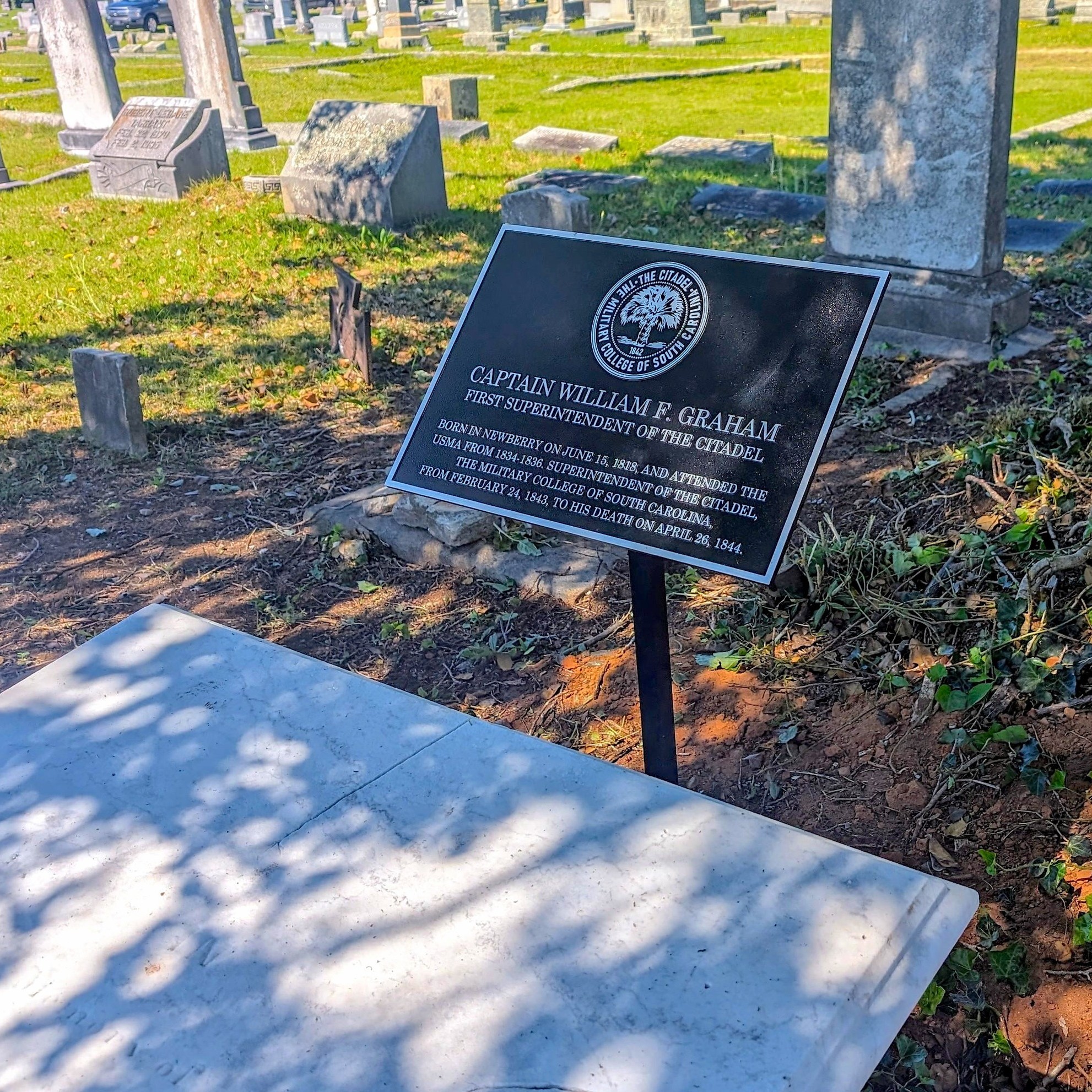 CPT William F. Graham, USA, was appointed Superintendent of The Citadel by the Board of Visitors on February 24, 1843. He was born in Newberry, SC, and graduated from the United States Military Academy at West Point in 1838. Graham served as The Citadel’s superintendent until his death on April 26, 1844, and is buried at Rosemont Cemetery in Newberry.