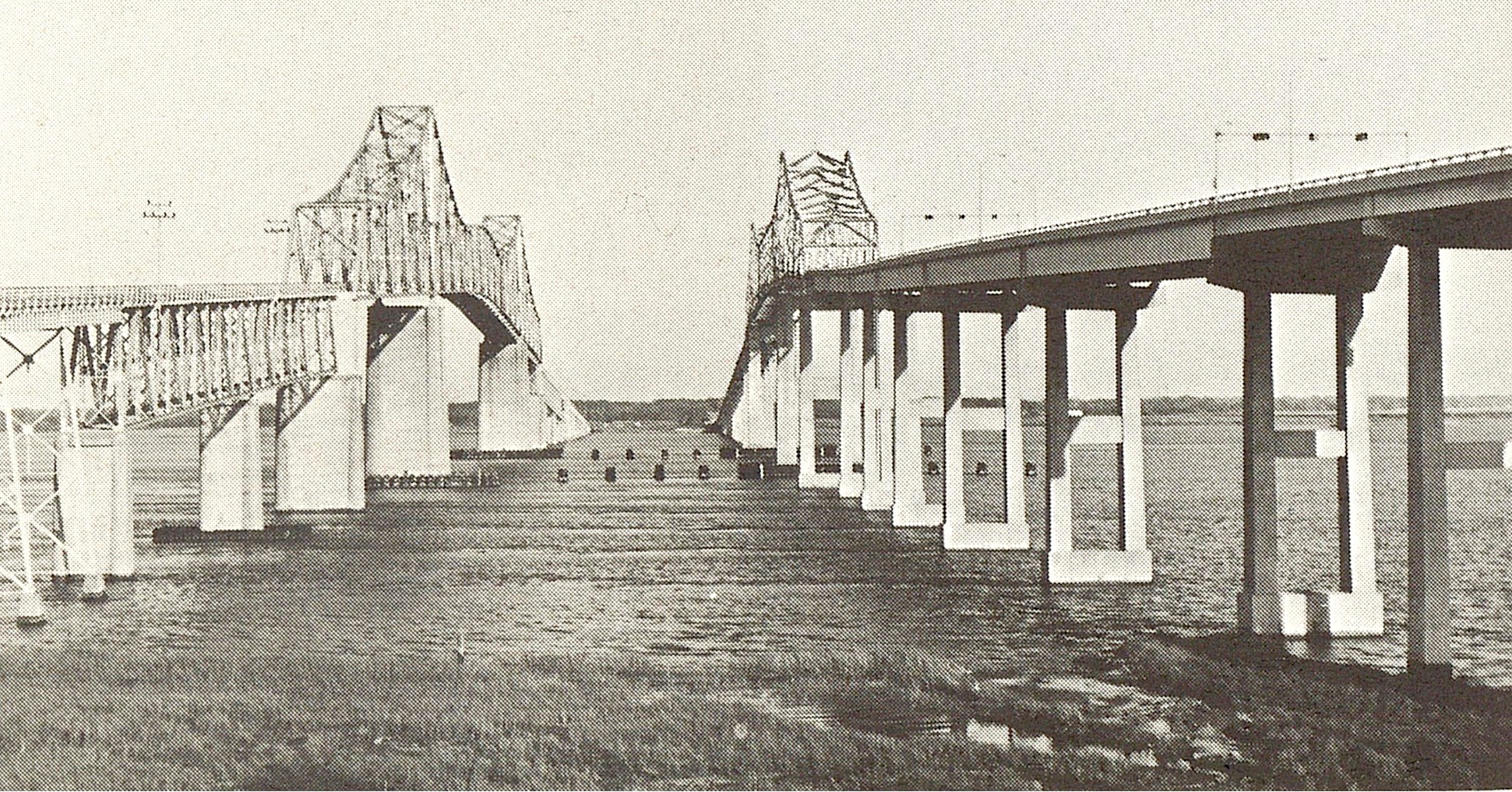 The Silas N. Pearman Bridge (right), spanning the Cooper River alongside the Grace Memorial Bridge, opened to traffic on April 29, 1966.