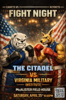 The Citadel Boxing Club will face off against the Virginia Military Institute’s Keydets in a highly anticipated boxing showdown on April 25. 

today.citadel.edu/the-citadel-boxing-club-prepares-for-clash-of-the-corps-against-vmi-on-april-25/