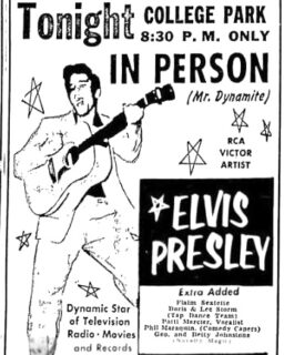 On June 28, 1956, Elvis Presley performed in Charleston at College Park. Less than three months later, he made his famous appearance on The Ed Sullivan Show.

postandcourier.com/charleston_scene/when-the-king-came-to-king-street-and-some-other-charleston-spots-too/article_c47d0604-7065-11eb-92e3-874272da35a6.html

theelvisforum.org/charleston-sc-1956-t2806.html
