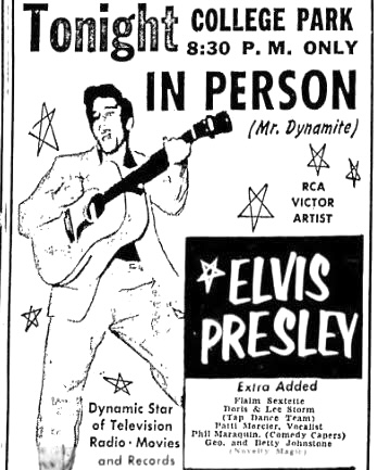On June 28, 1956, Elvis Presley performed in Charleston at College Park. Less than three months later, he made his famous appearance on The Ed Sullivan Show.

postandcourier.com/charleston_scene/when-the-king-came-to-king-street-and-some-other-charleston-spots-too/article_c47d0604-7065-11eb-92e3-874272da35a6.html

theelvisforum.org/charleston-sc-1956-t2806.html