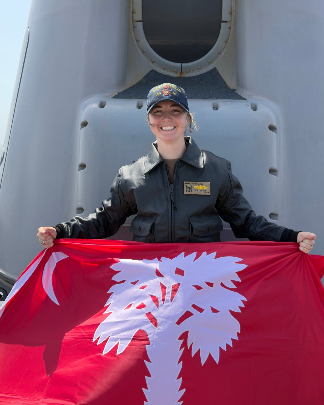 LTJG Emily E. Hickey, USN, ’24, operating in her second Fifth Fleet deployment, is a newly qualified Surface Warfare officer, who earned her pin in Operation Epic Fury.