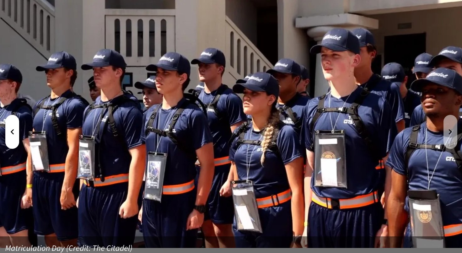 On August 12, 2023, they entered as knobs. Today, they return to campus as Seniors. Congratulations to the Class of 2027!

https://www.counton2.com/news/local-news/the-citadel-welcomes-class-of-2027-to-campus/