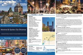 Bookings are picking up for our Alumni Travel Montreal and Quebec City Christmas Markets trip! Ready to experience the magic of the holidays in Canada? Visit citadelalumni.org/about/alumni-travel/ for contact information for our travel partner, Premier World Discovery, and reserve your spot!